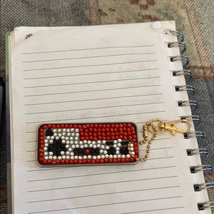 Red and White Beaded Keychain